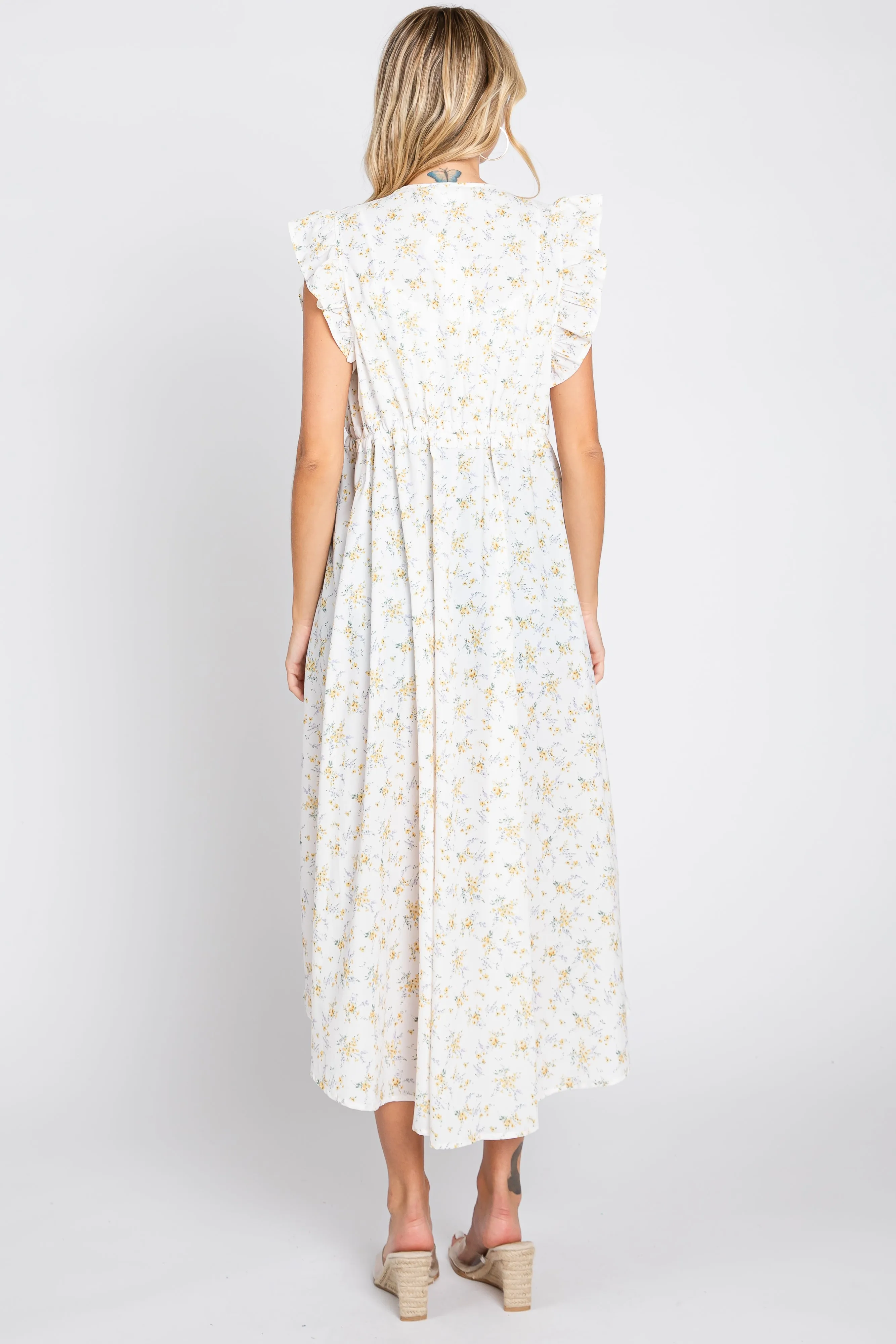 Cream Floral Ruffle Cover-Up sold by Pinkblush product image thumbnail 3