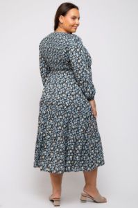 Black Floral Smocked 3/4 Sleeve Plus Midi Dress sold by Pinkblush