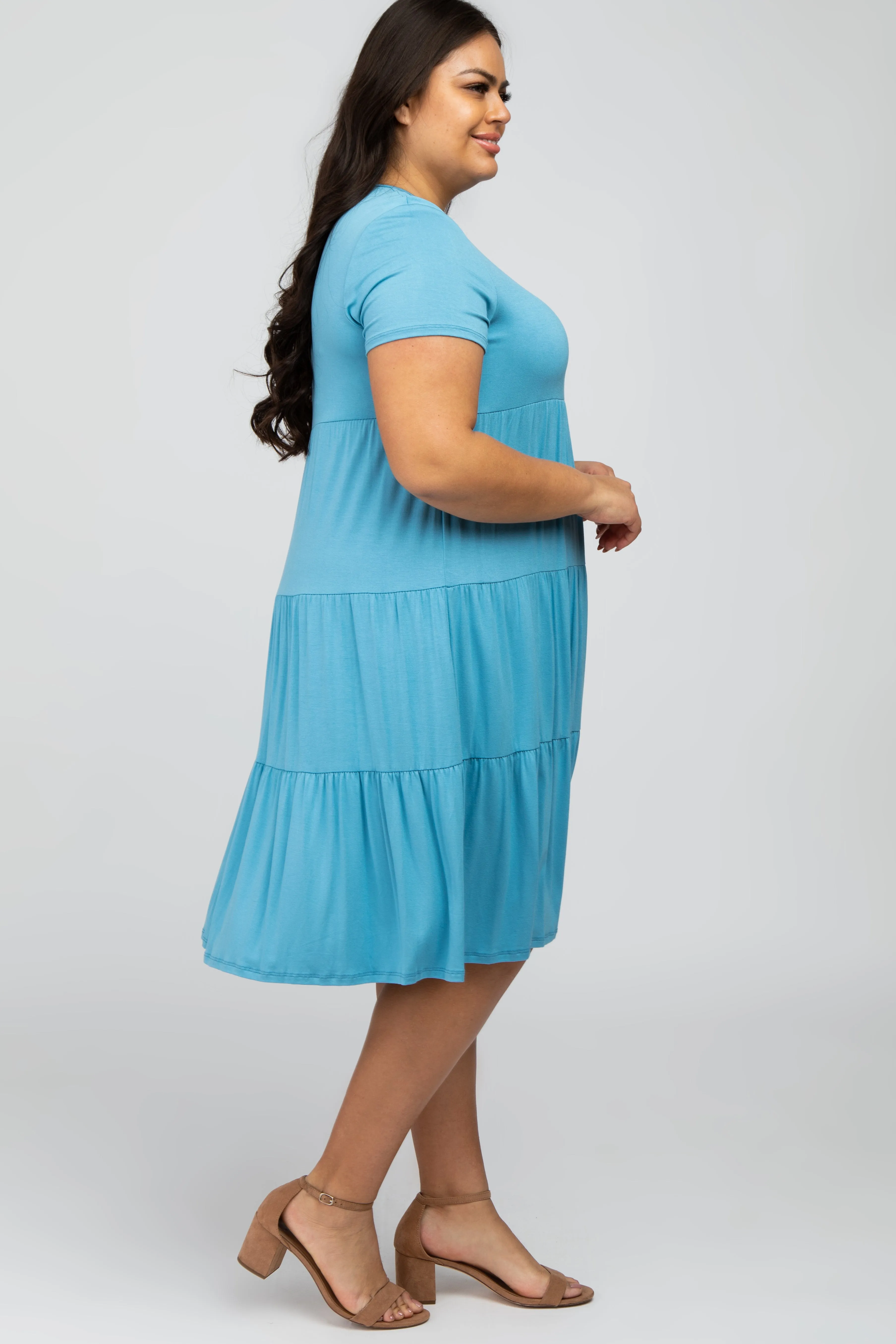 Aqua Blue Tiered Plus Dress sold by Pinkblush product image thumbnail 3