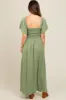 Light Olive Chambray Smocked Maternity Maxi Dress sold by Pinkblush