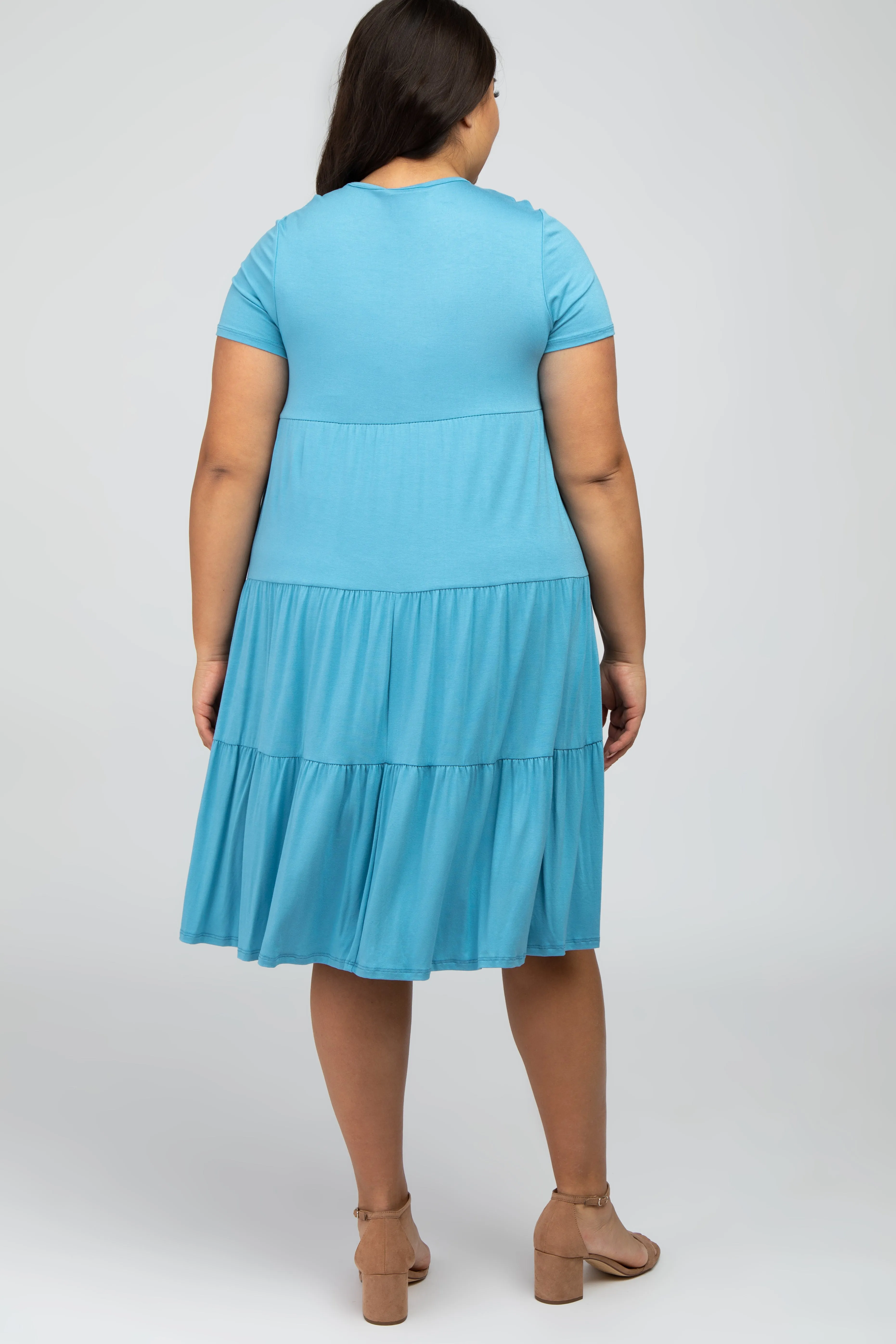 Aqua Blue Tiered Plus Dress sold by Pinkblush product image thumbnail 4