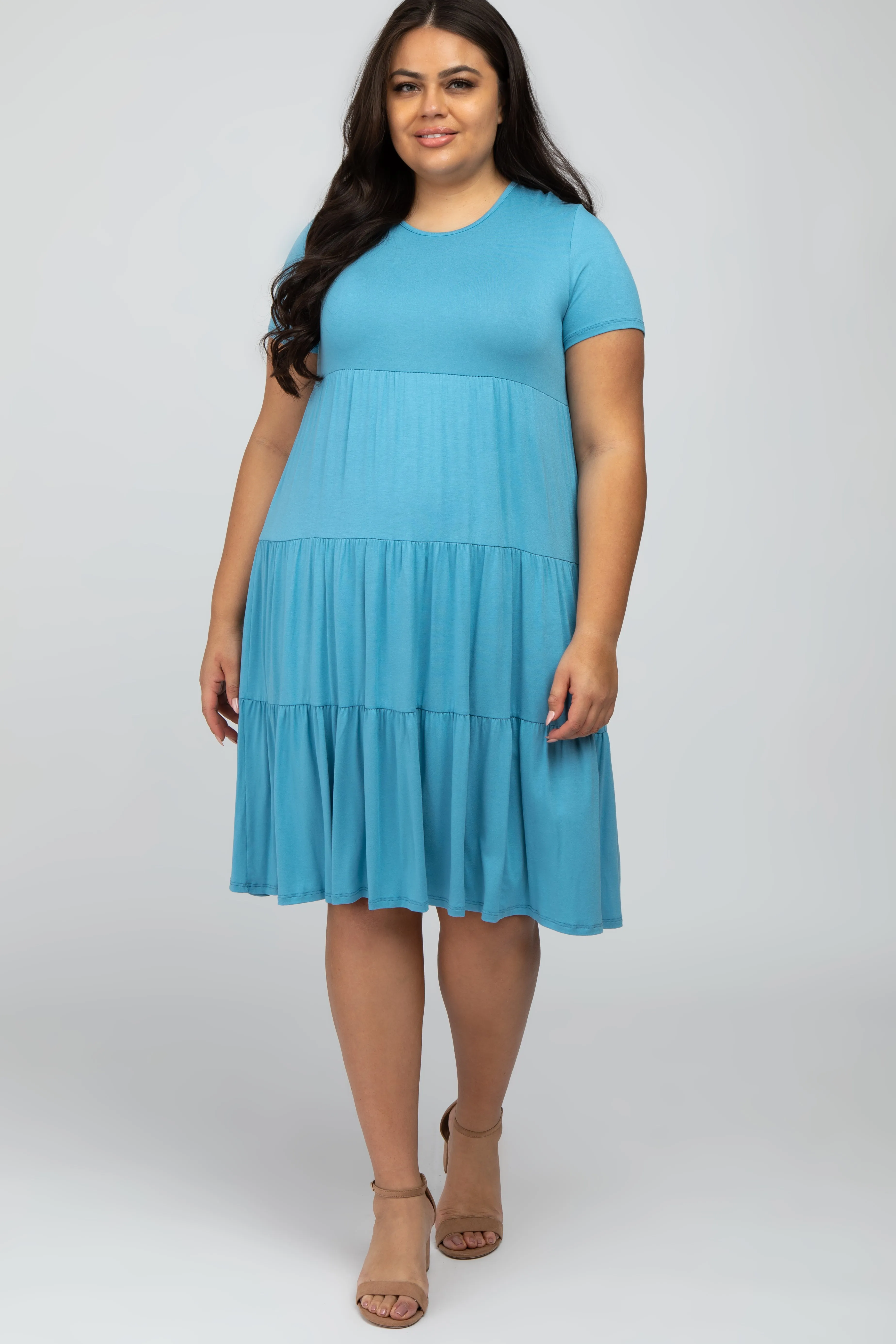 Aqua Blue Tiered Plus Dress sold by Pinkblush product image thumbnail 2