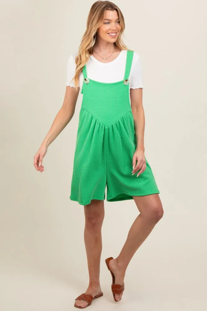 Green Ribbed Maternity Romper sold by Pinkblush