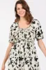 Cream Floral Puff Sleeve Midi Dress sold by Pinkblush