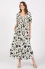 Cream Floral Puff Sleeve Midi Dress sold by Pinkblush