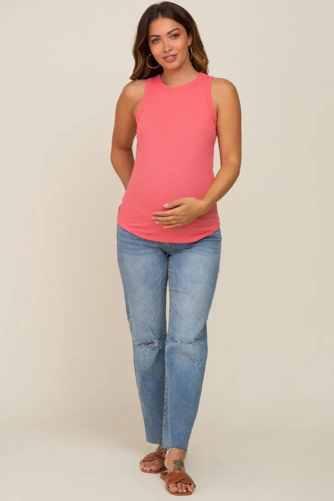 Pink Ribbed Basic Maternity Tank Top sold by Pinkblush product image thumbnail 4