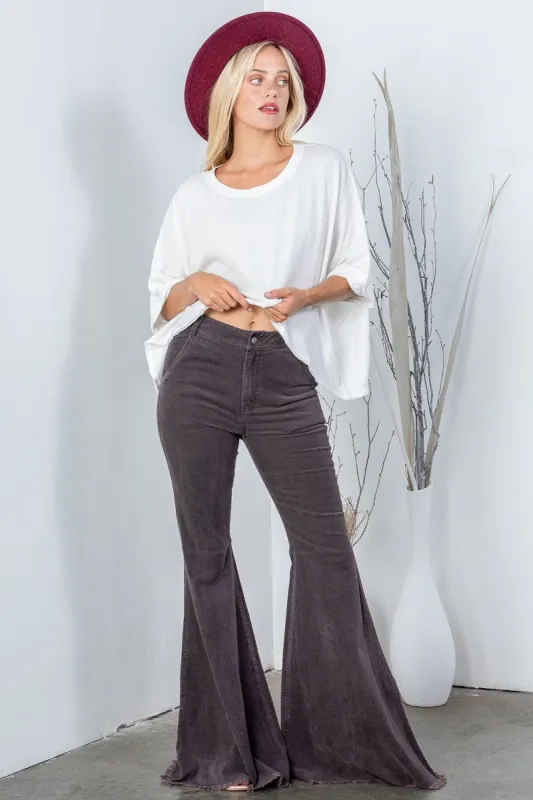 Charcoal Corduroy Flare Pants sold by Pinkblush