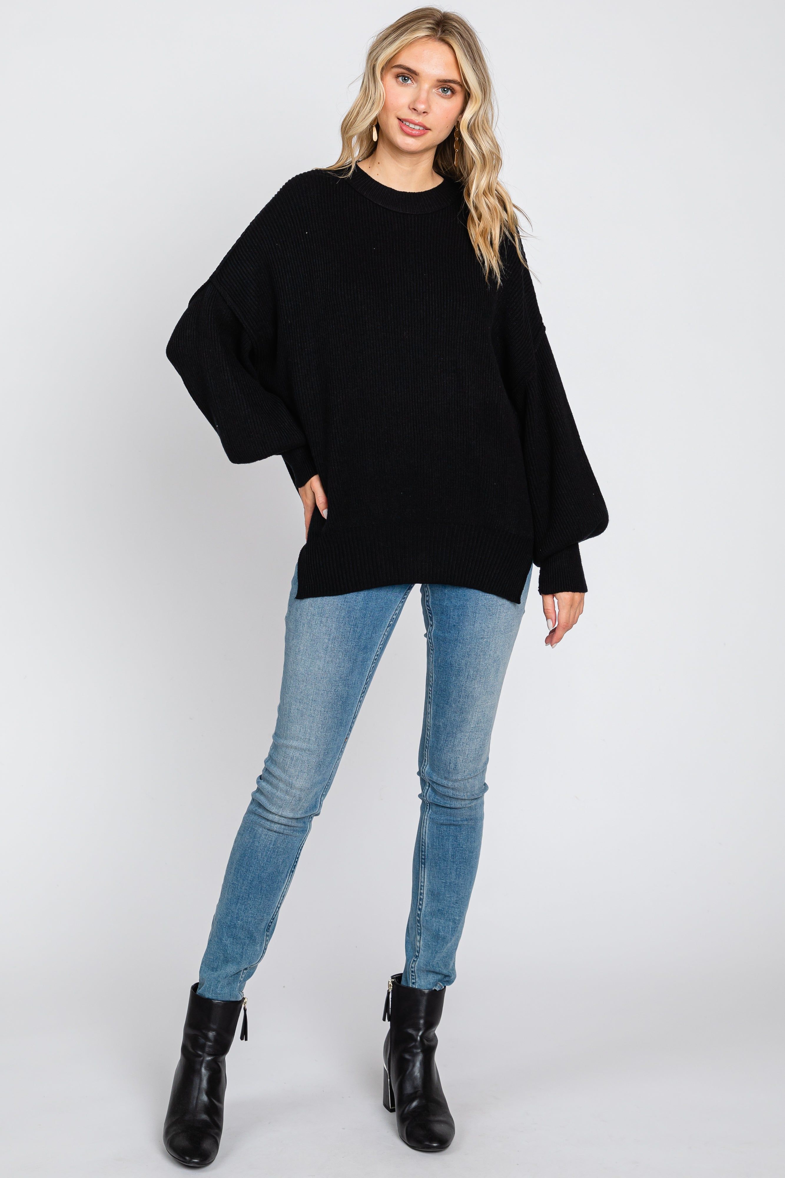 Black Knit Mock Neck Sweater sold by Pinkblush product image thumbnail 8