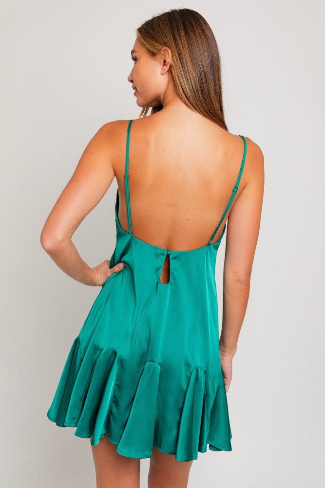 Emerald Flare Slip Dress sold by Pinkblush product image thumbnail 3