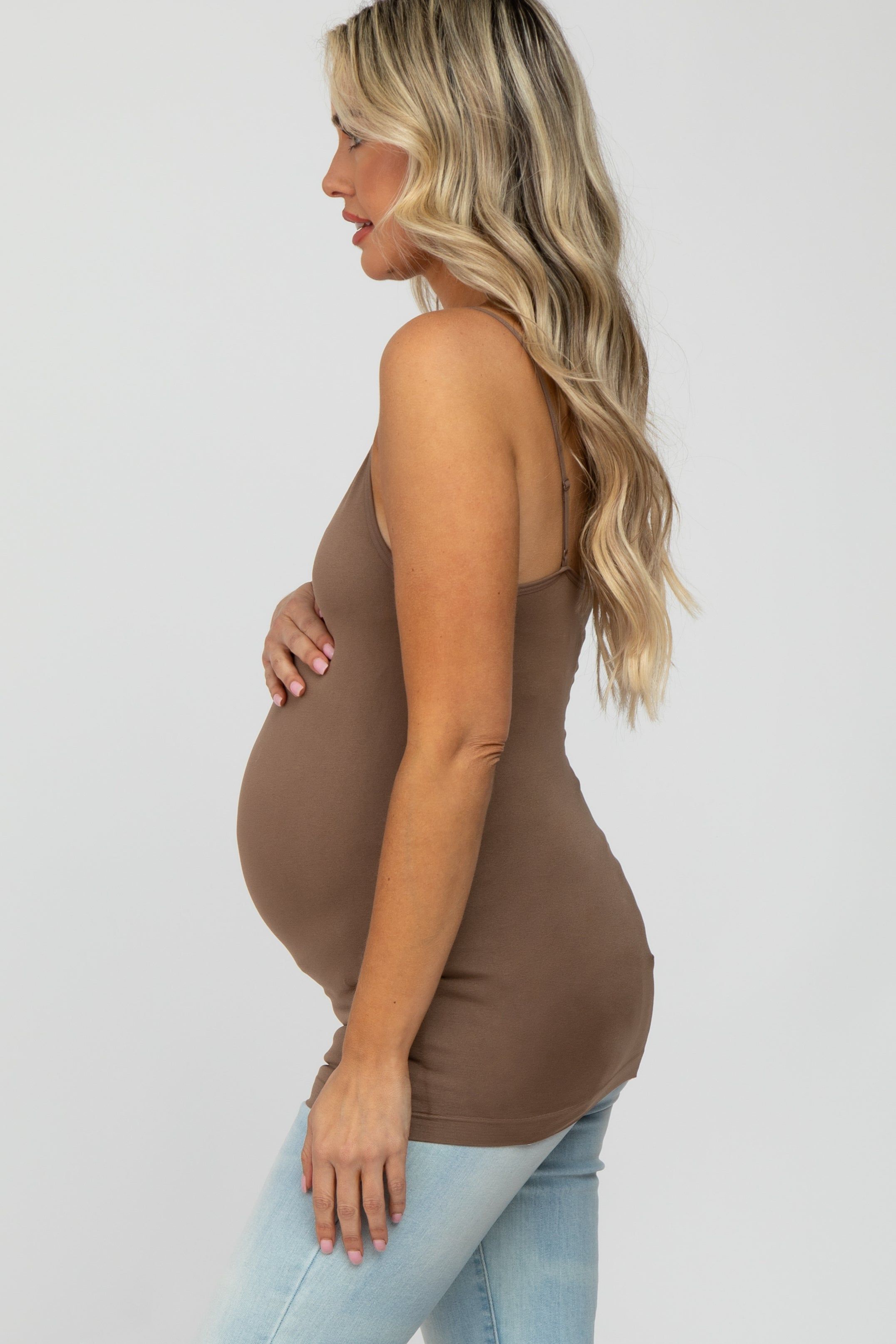 Mocha Fitted Maternity Cami sold by Pinkblush product image thumbnail 3