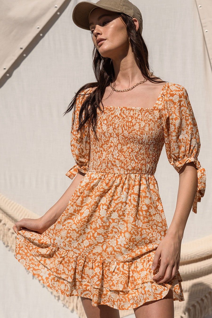Tangerine Printed Dress sold by Pinkblush