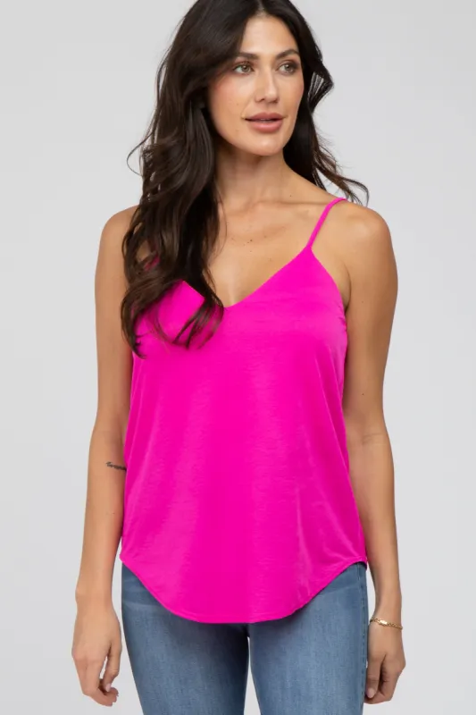 Fuchsia Curved Hem Tank Top sold by Pinkblush