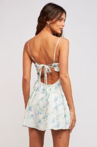 Blue Floral Underwire Open Back With Tie Mini Dress sold by Pinkblush