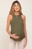 Olive Ribbed Basic Maternity Tank Top sold by Pinkblush