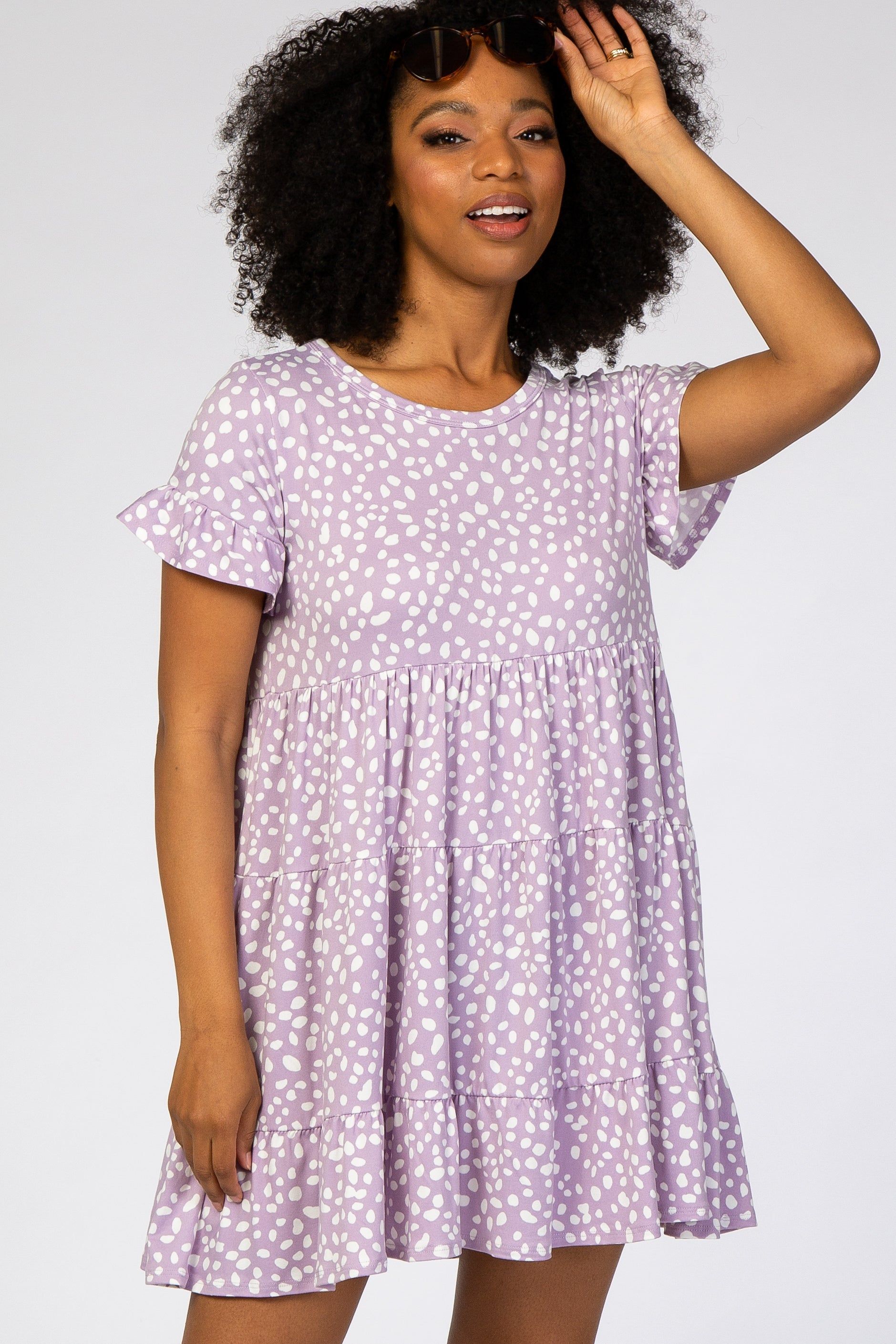 Lavender Animal Print Tiered Dress sold by Pinkblush product image thumbnail 4
