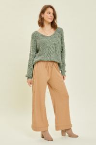 Camel Wide Leg Drawstring Pants sold by Pinkblush