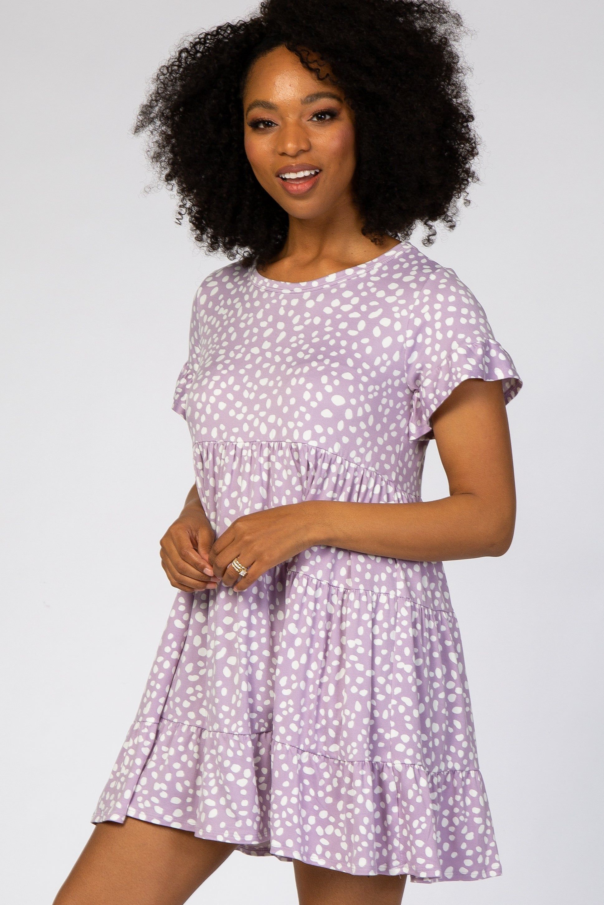 Lavender Animal Print Tiered Dress sold by Pinkblush product image thumbnail 2
