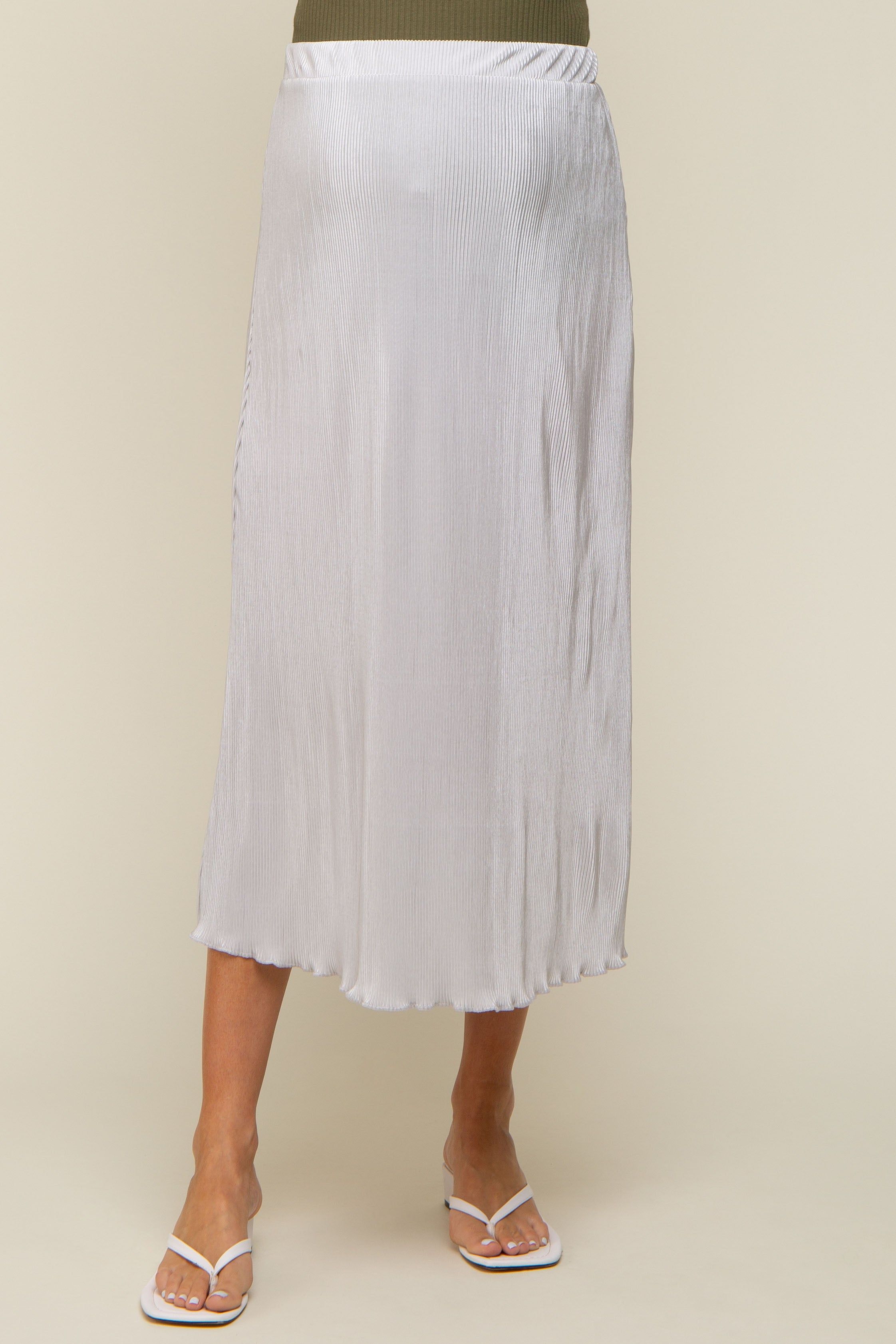 Grey Plisse Maternity Midi Skirt sold by Pinkblush product image thumbnail 3