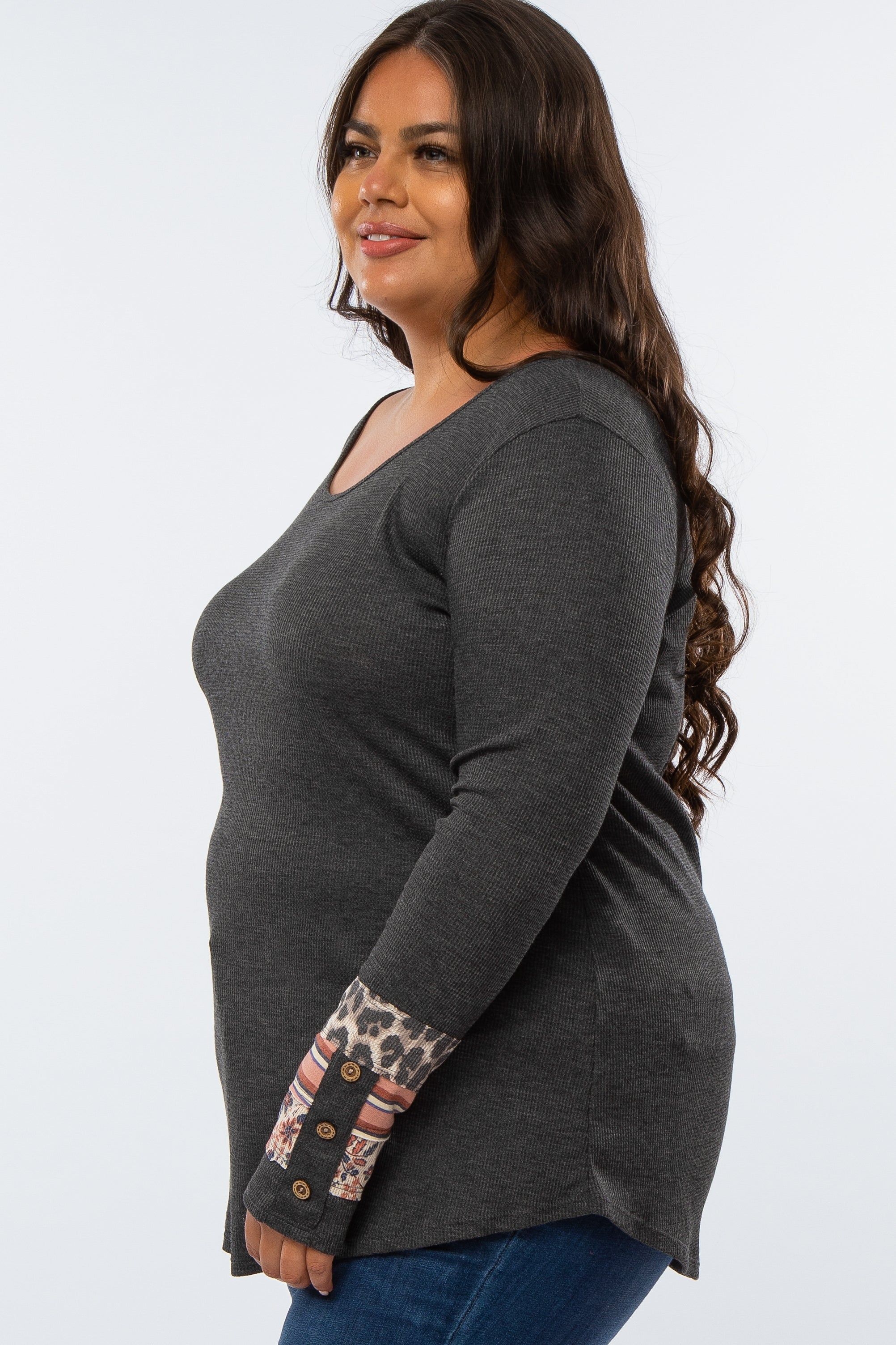 Charcoal Colorblock Sleeve Plus Top sold by Pinkblush product image thumbnail 2