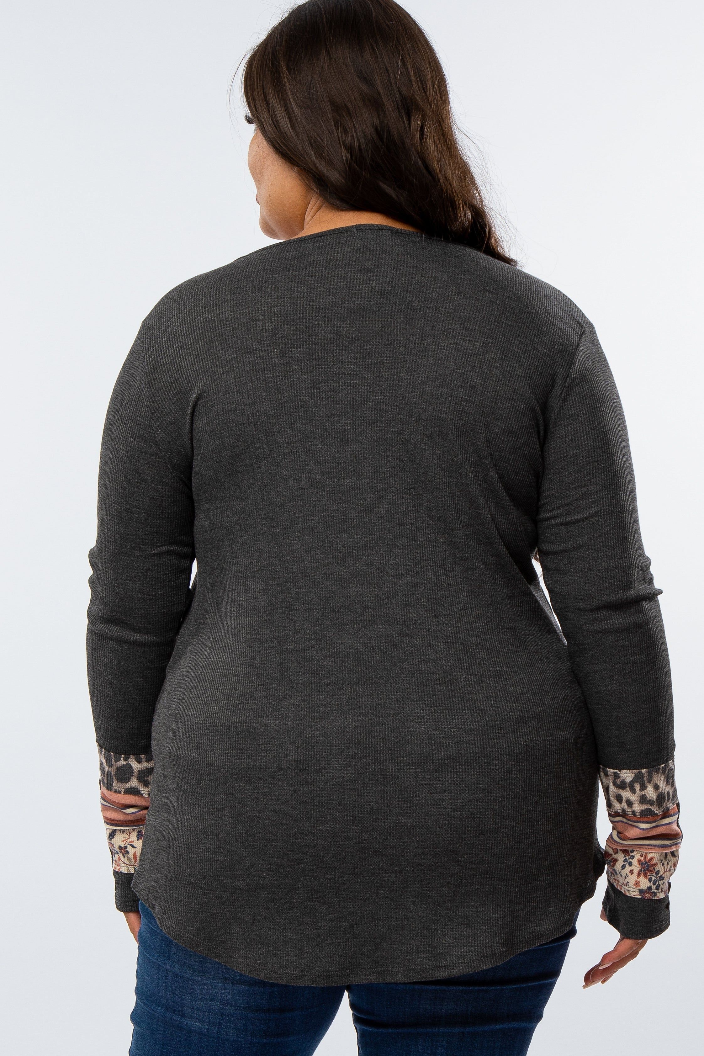 Charcoal Colorblock Sleeve Plus Top sold by Pinkblush product image thumbnail 3