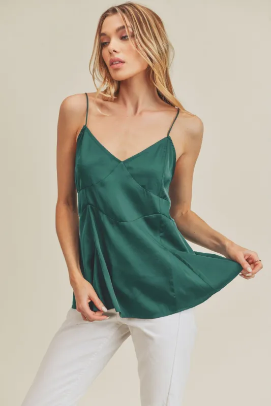 Emerald Satin Tie Tank sold by Pinkblush