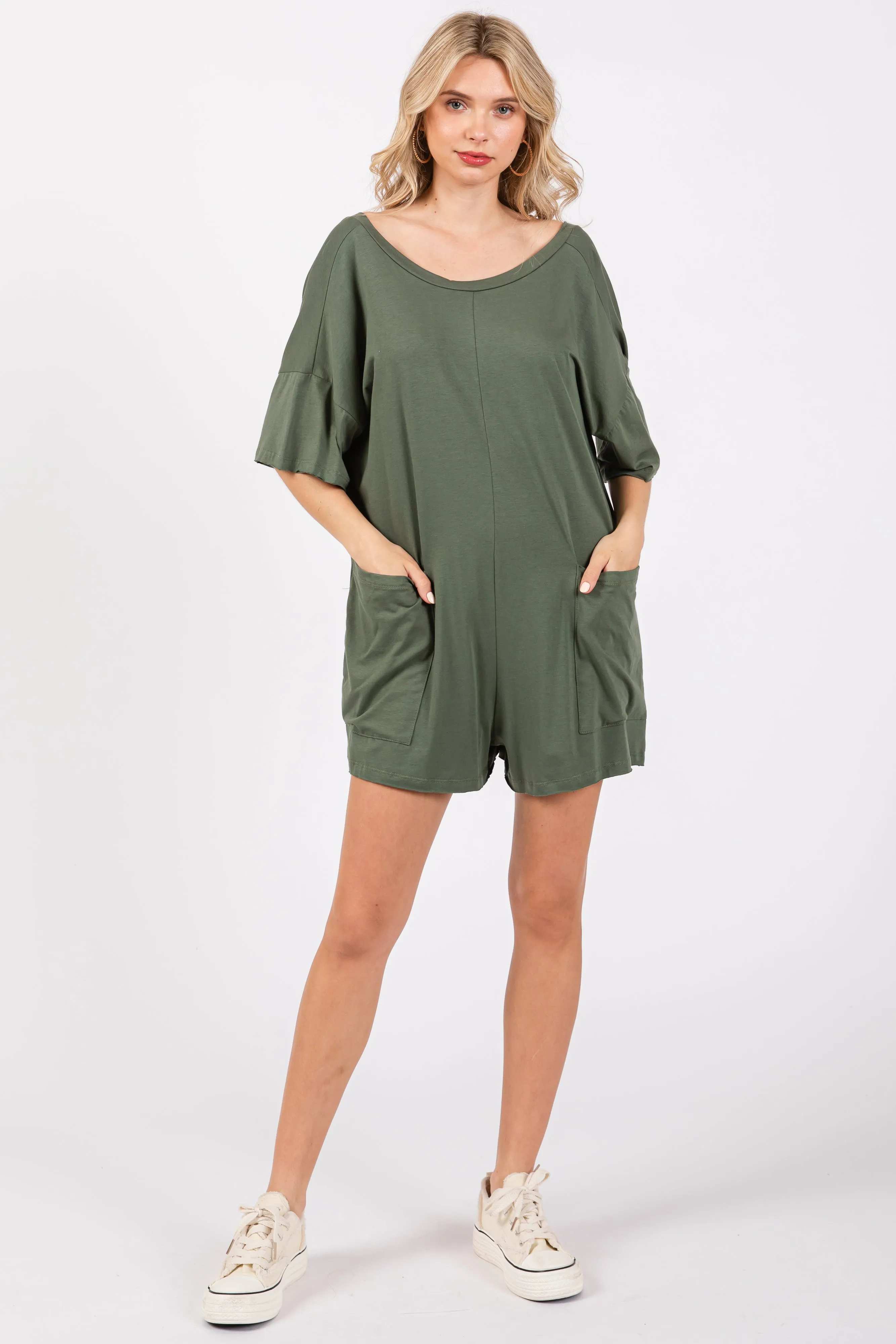 Light Olive Basic Romper sold by Pinkblush product image thumbnail 4