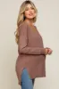 Mocha Oversized Knit Side Slit Maternity Top sold by Pinkblush