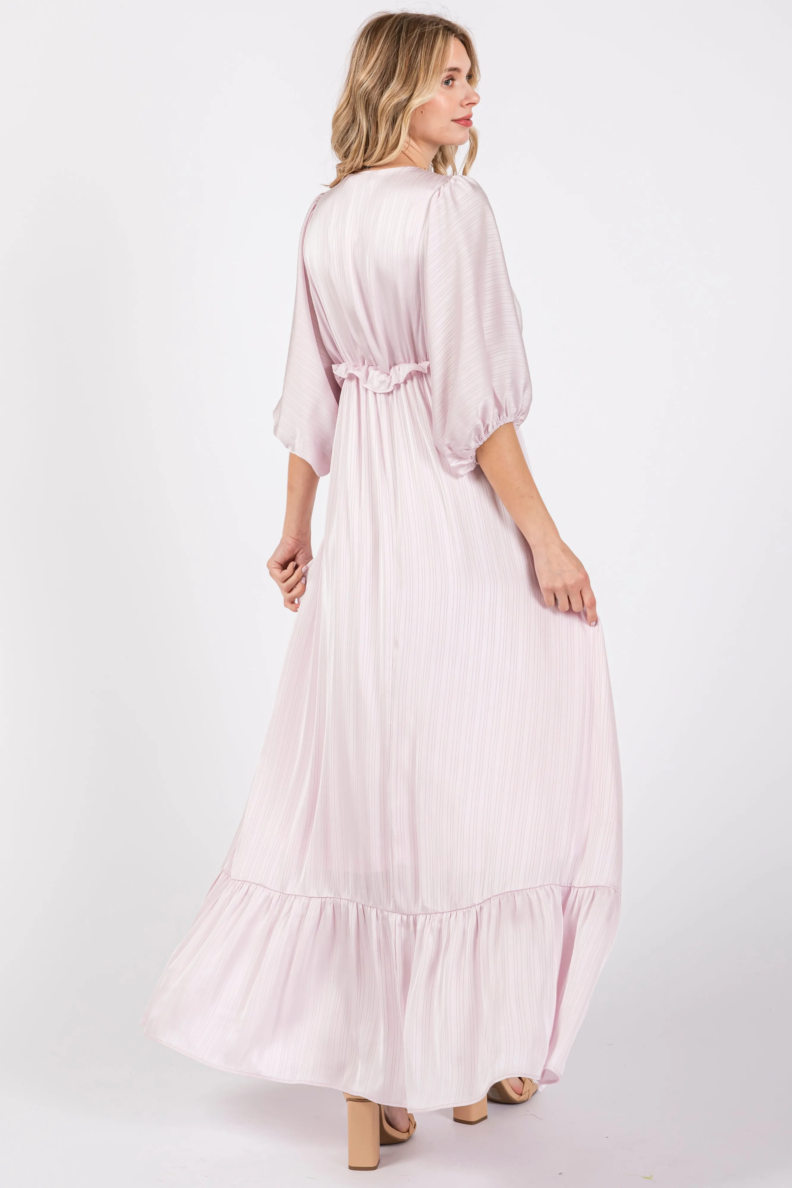 Light Pink Striped Ruffle Accent Maxi Dress sold by Pinkblush product image thumbnail 3