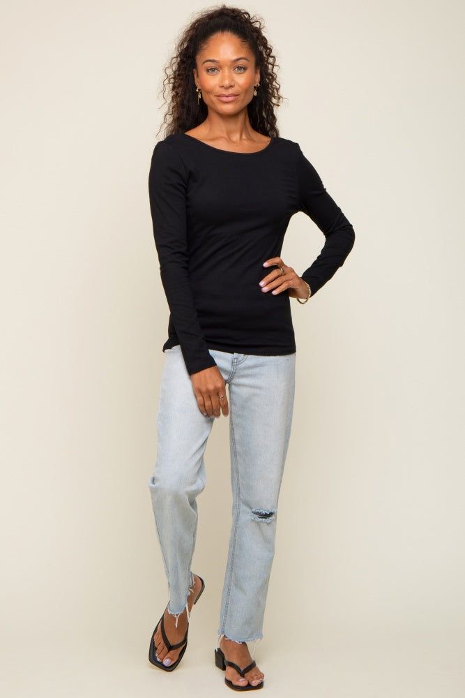 Black Long Sleeve Scoop Back Top sold by Pinkblush product image thumbnail 4