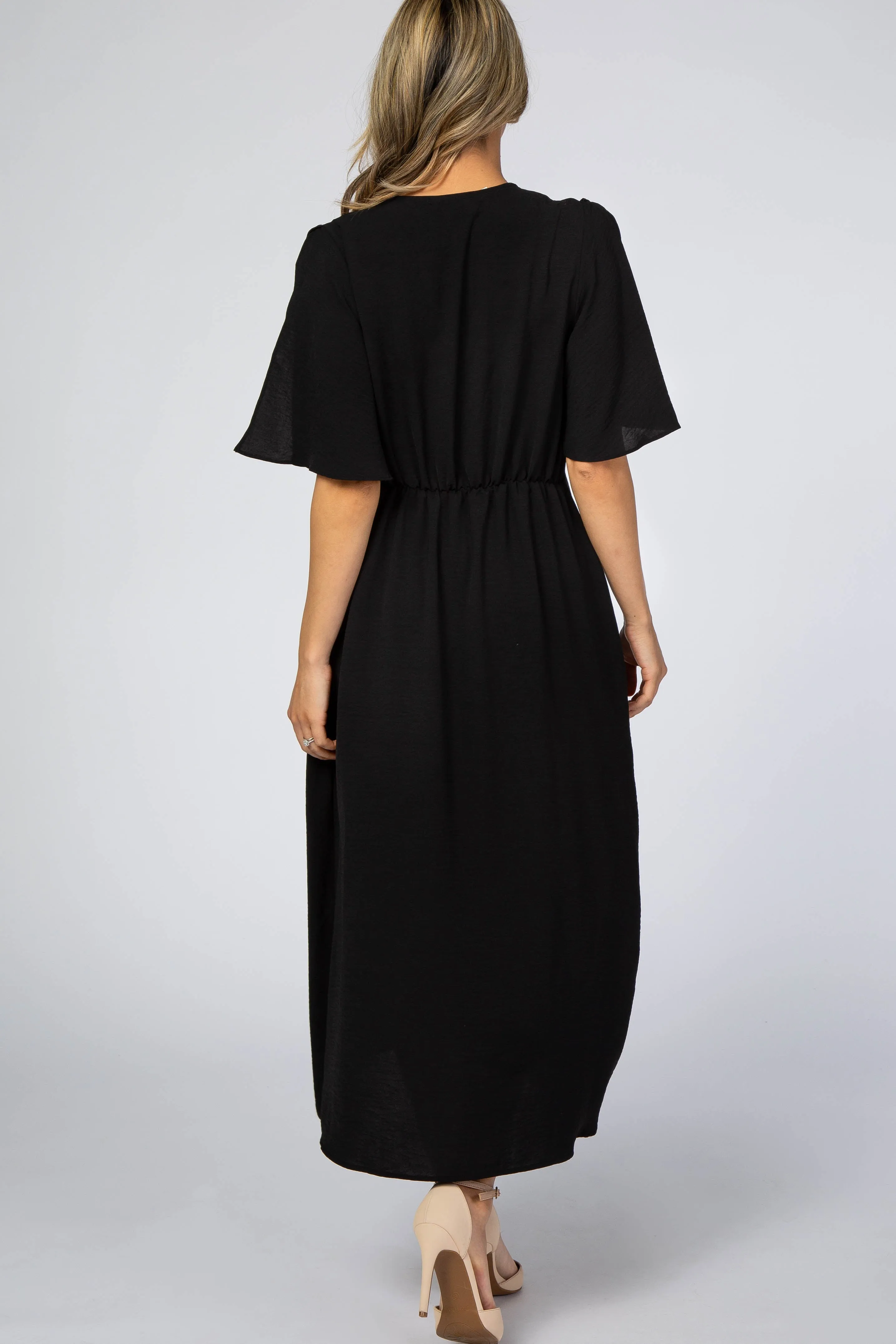 Black Open Sleeve Wrap Midi Dress sold by Pinkblush product image thumbnail 3