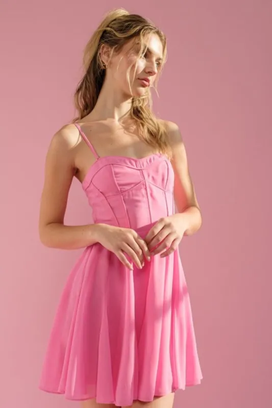 Pink Chiffon Bustier Mini Dress sold by Pinkblush