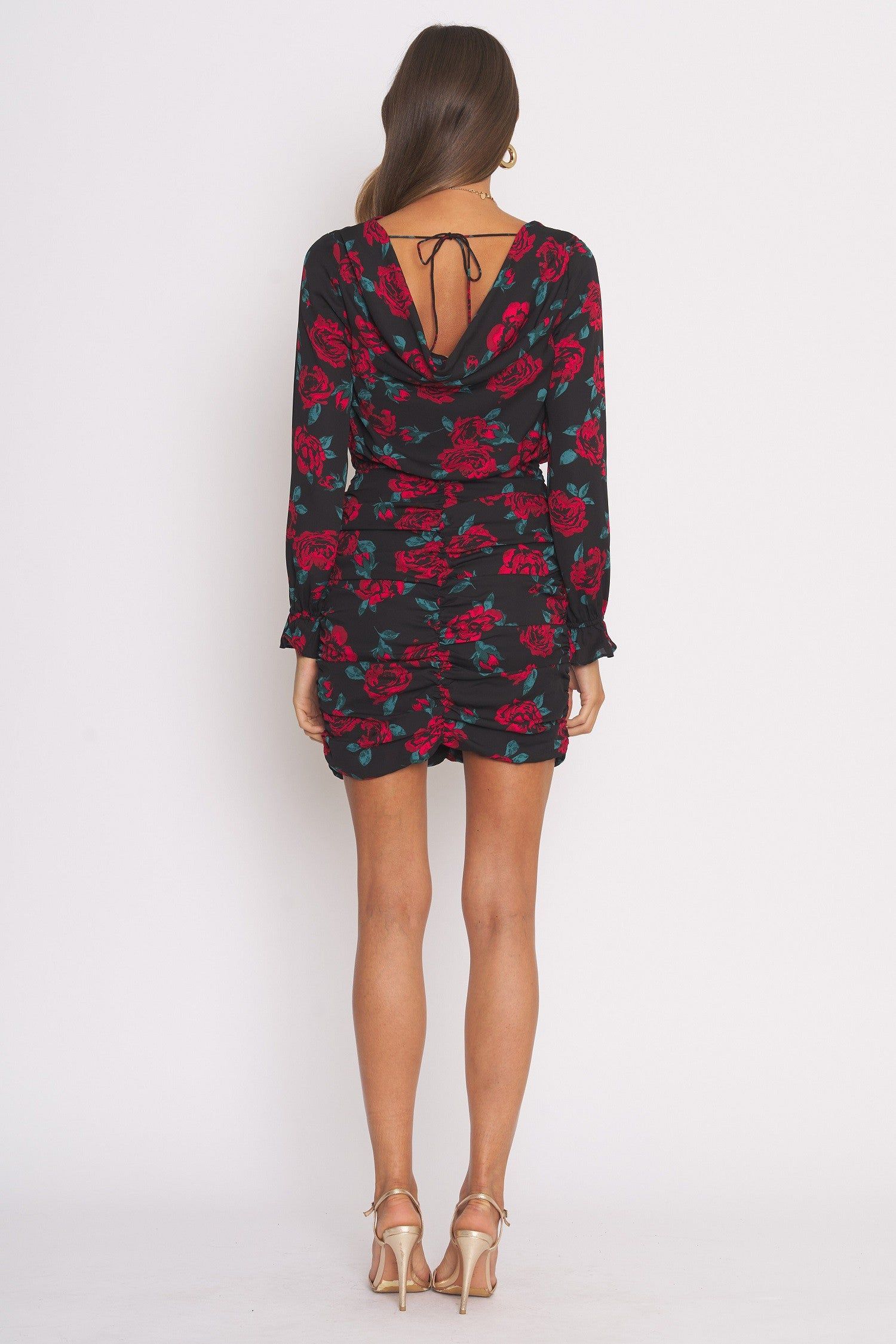 Black Floral Fitted Dress sold by Pinkblush product image thumbnail 4