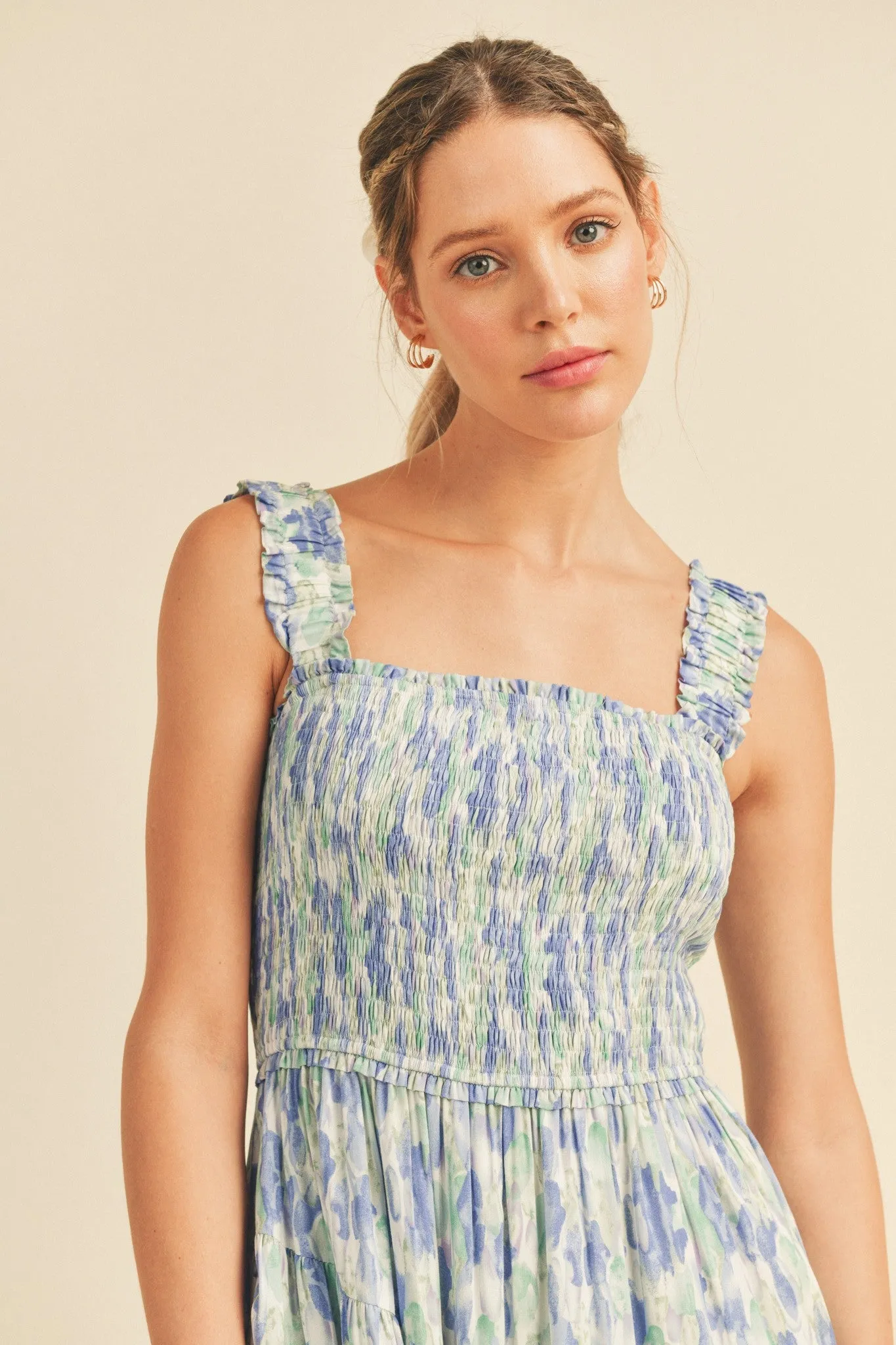 Blue Smocked Midi Dress sold by Pinkblush product image thumbnail 3