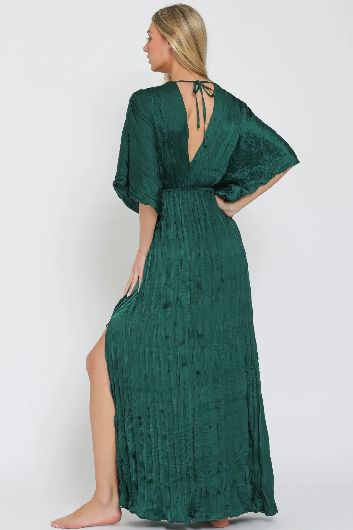 Dark Green Buckle Pleated Maxi Dress sold by Pinkblush product image thumbnail 5