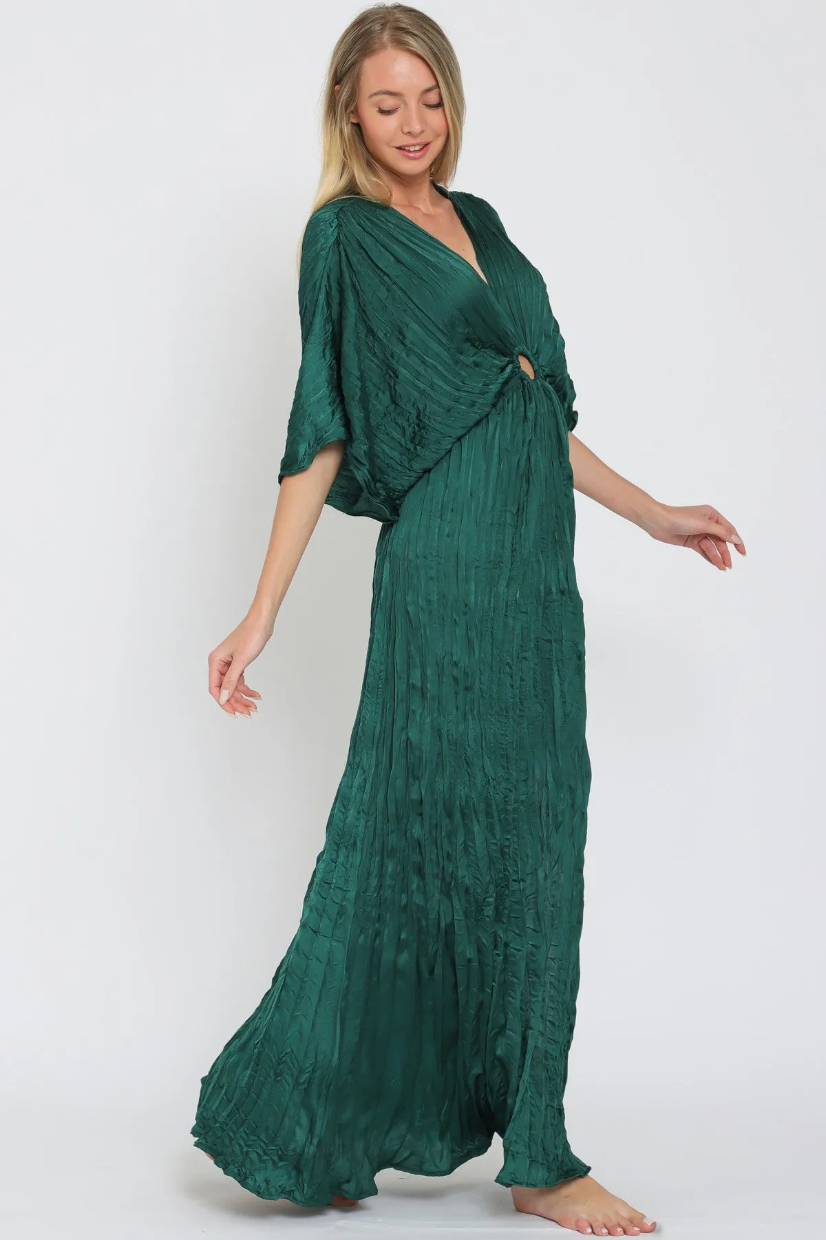 Dark Green Buckle Pleated Maxi Dress sold by Pinkblush product image thumbnail 3