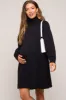 Black Turtleneck Long Sleeve Maternity Sweater Dress sold by Pinkblush