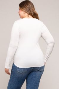 White Basic Long Sleeve Plus Maternity Top sold by Pinkblush