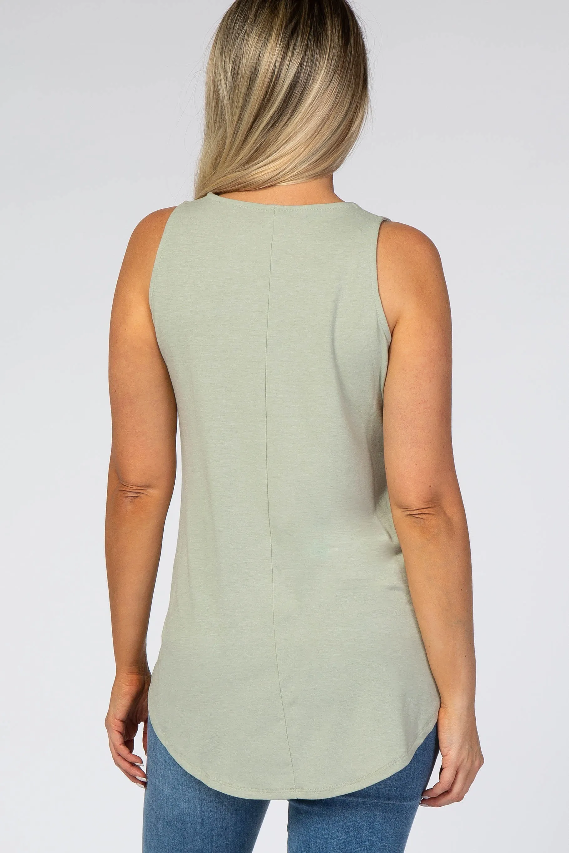 Light Olive Rounded Hem Sleeveless Maternity Top sold by Pinkblush product image thumbnail 3