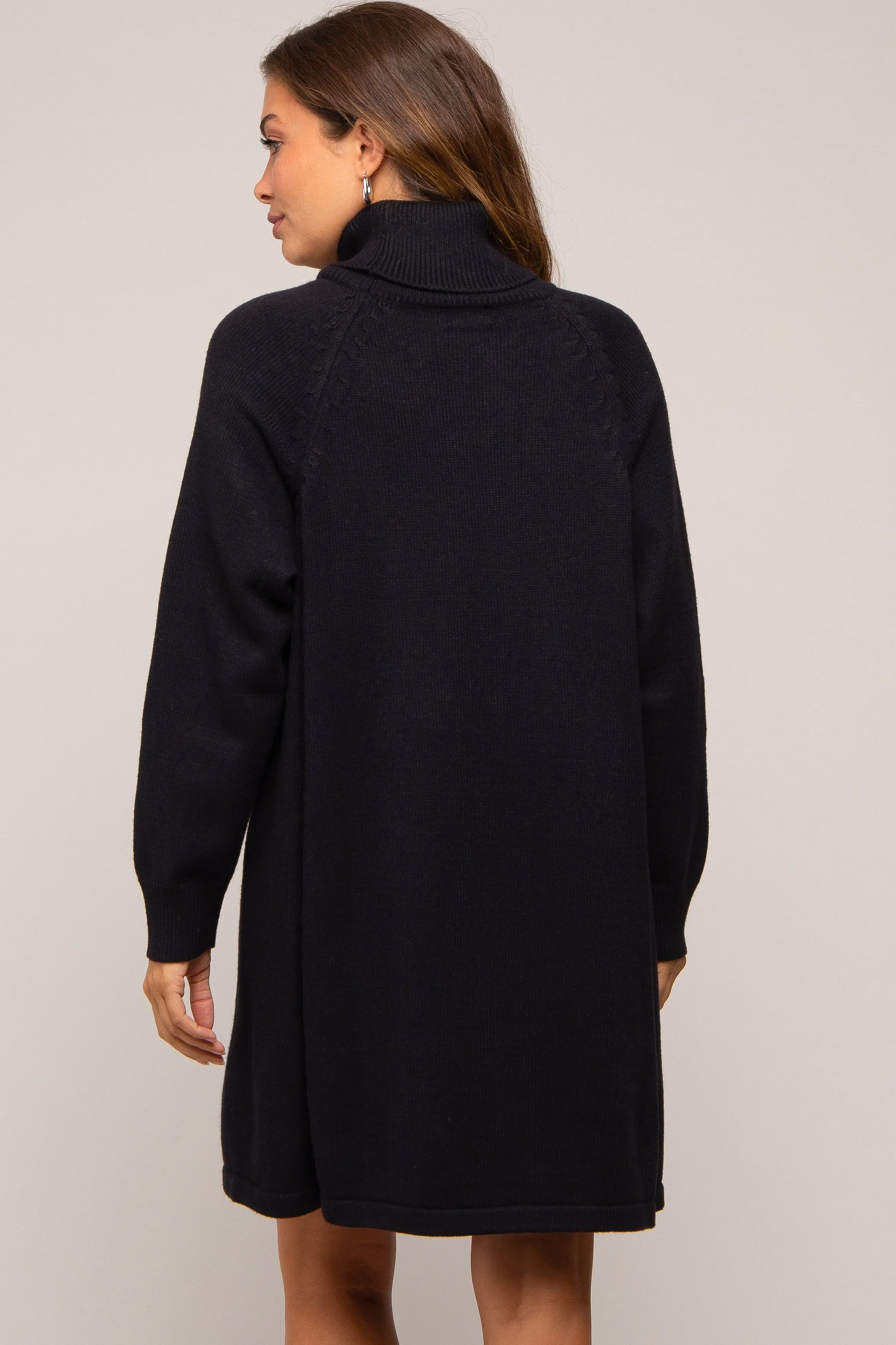 Black Turtleneck Long Sleeve Maternity Sweater Dress sold by Pinkblush product image thumbnail 4