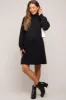 Black Turtleneck Long Sleeve Maternity Sweater Dress sold by Pinkblush