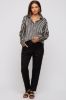 Black Striped Satin Collared Round Hem Maternity Blouse sold by Pinkblush