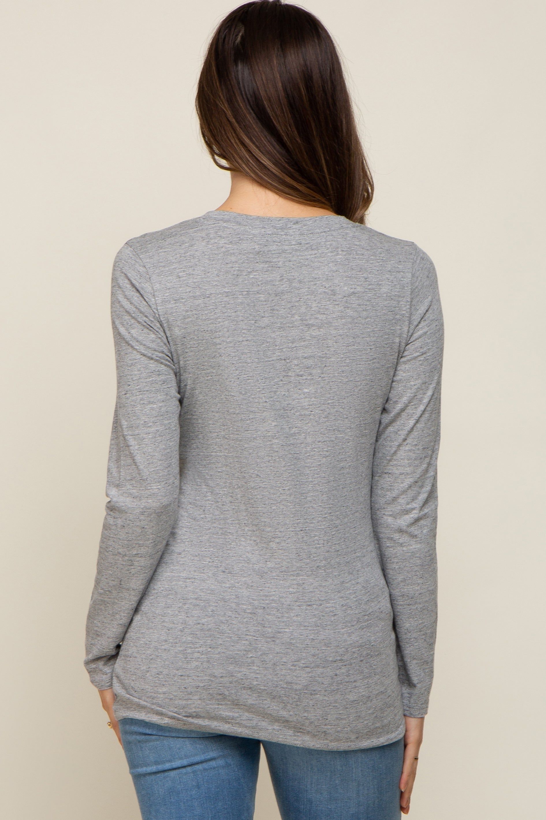 Heather Grey Fitted Long Sleeve Maternity Top sold by Pinkblush product image thumbnail 3