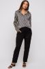 Black Striped Satin Collared Round Hem Maternity Blouse sold by Pinkblush