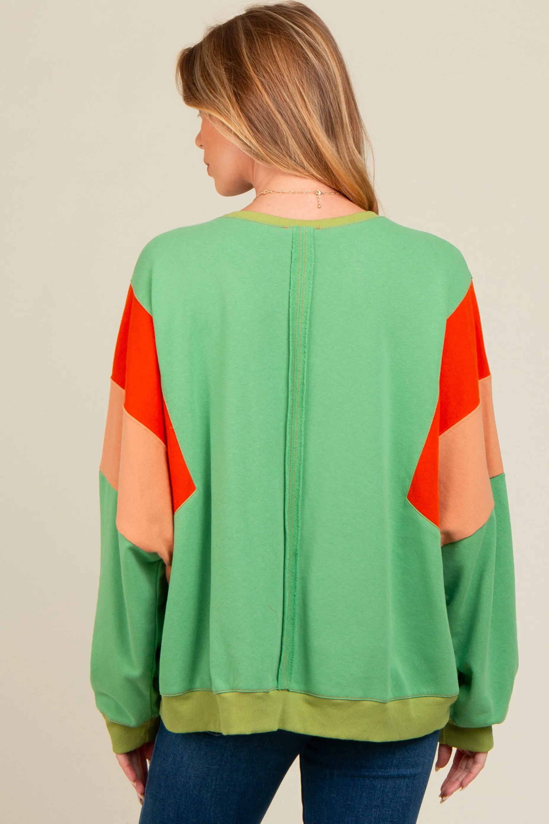 Green Colorblock Dolman Sleeve Maternity Sweatshirt sold by Pinkblush product image thumbnail 4