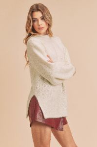 White Fuzzy Knit Sweater sold by Pinkblush