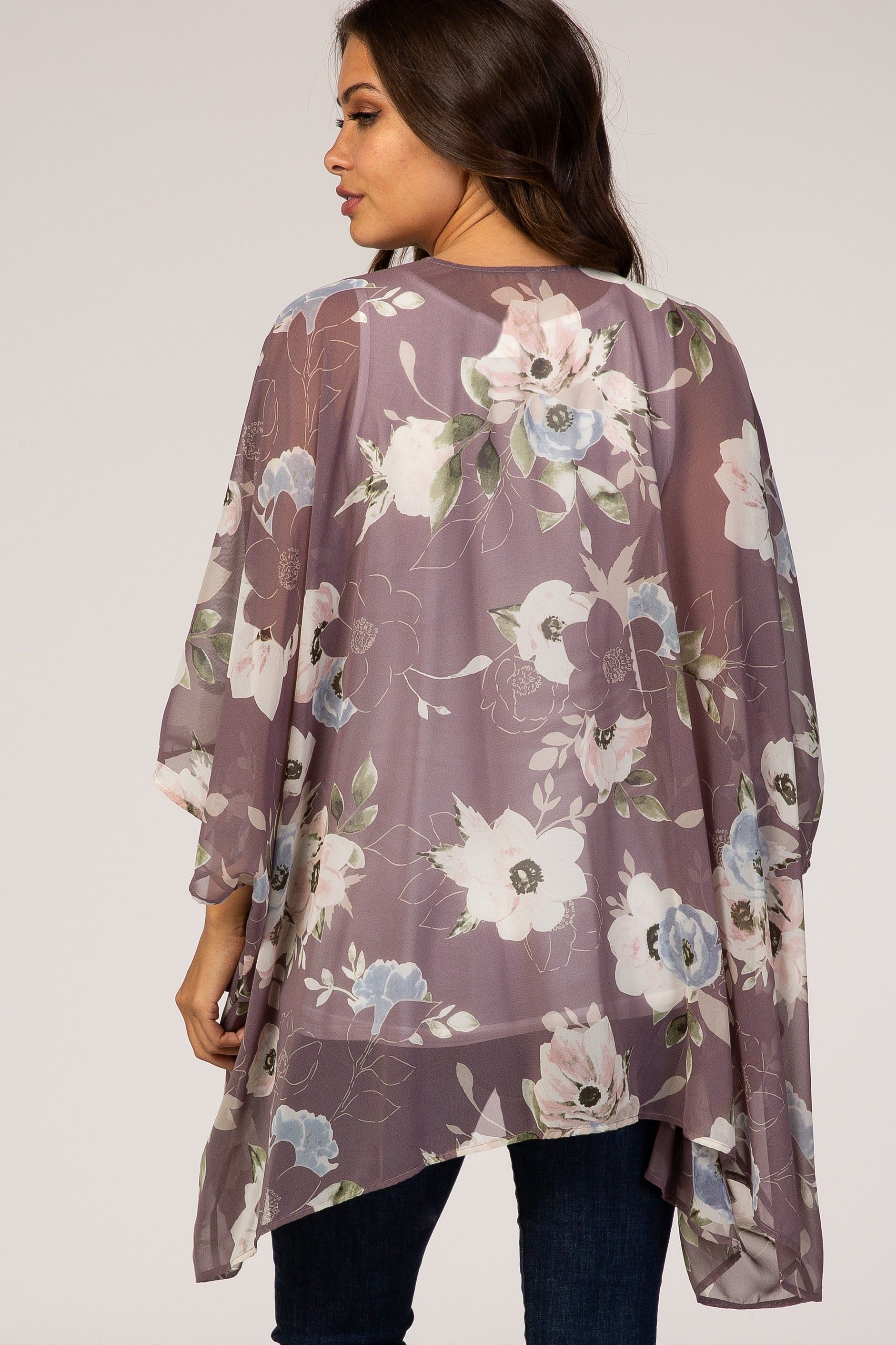 Lavender Floral Sheer Maternity Cover Up sold by Pinkblush product image thumbnail 3