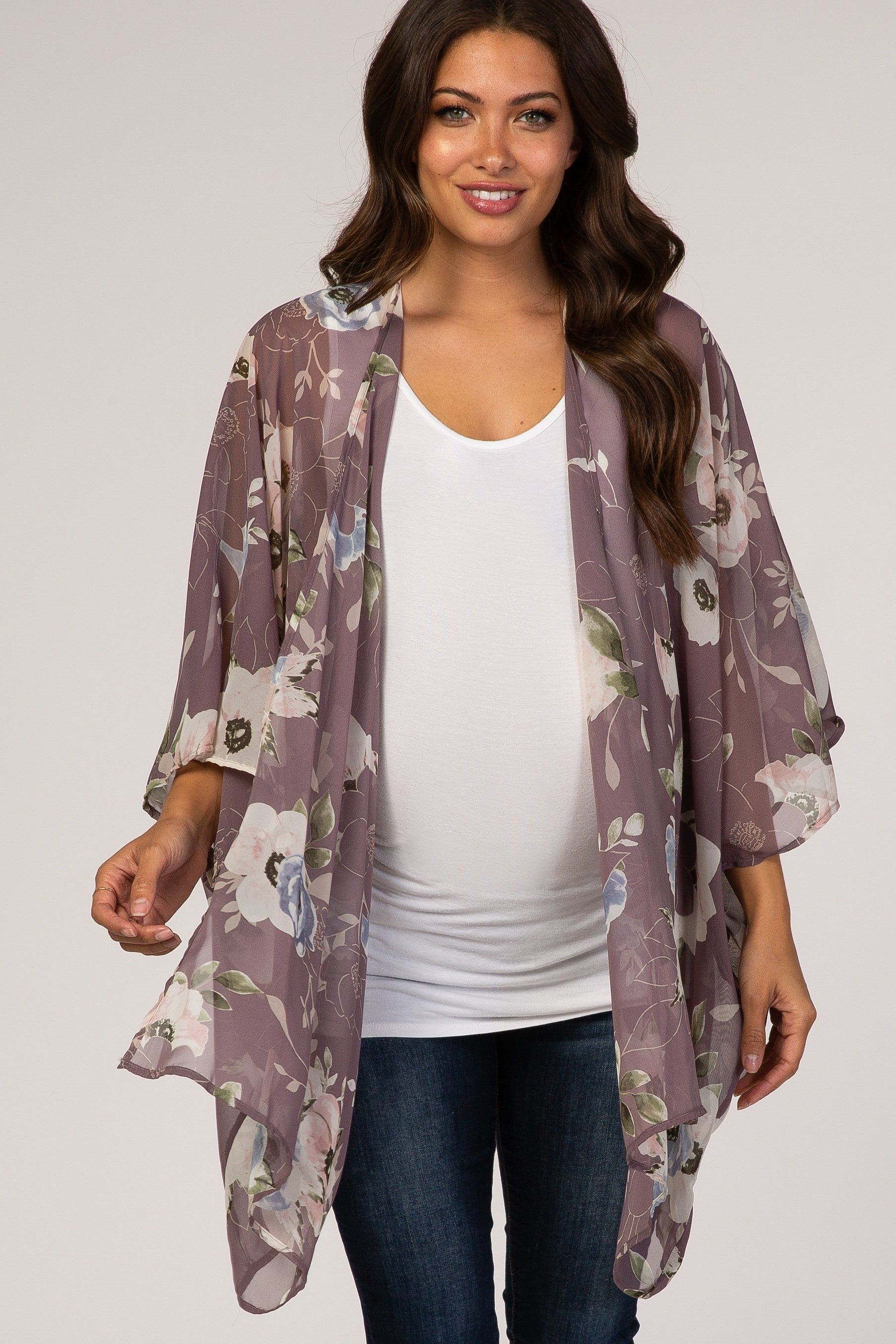 Lavender Floral Sheer Maternity Cover Up sold by Pinkblush product image thumbnail 4