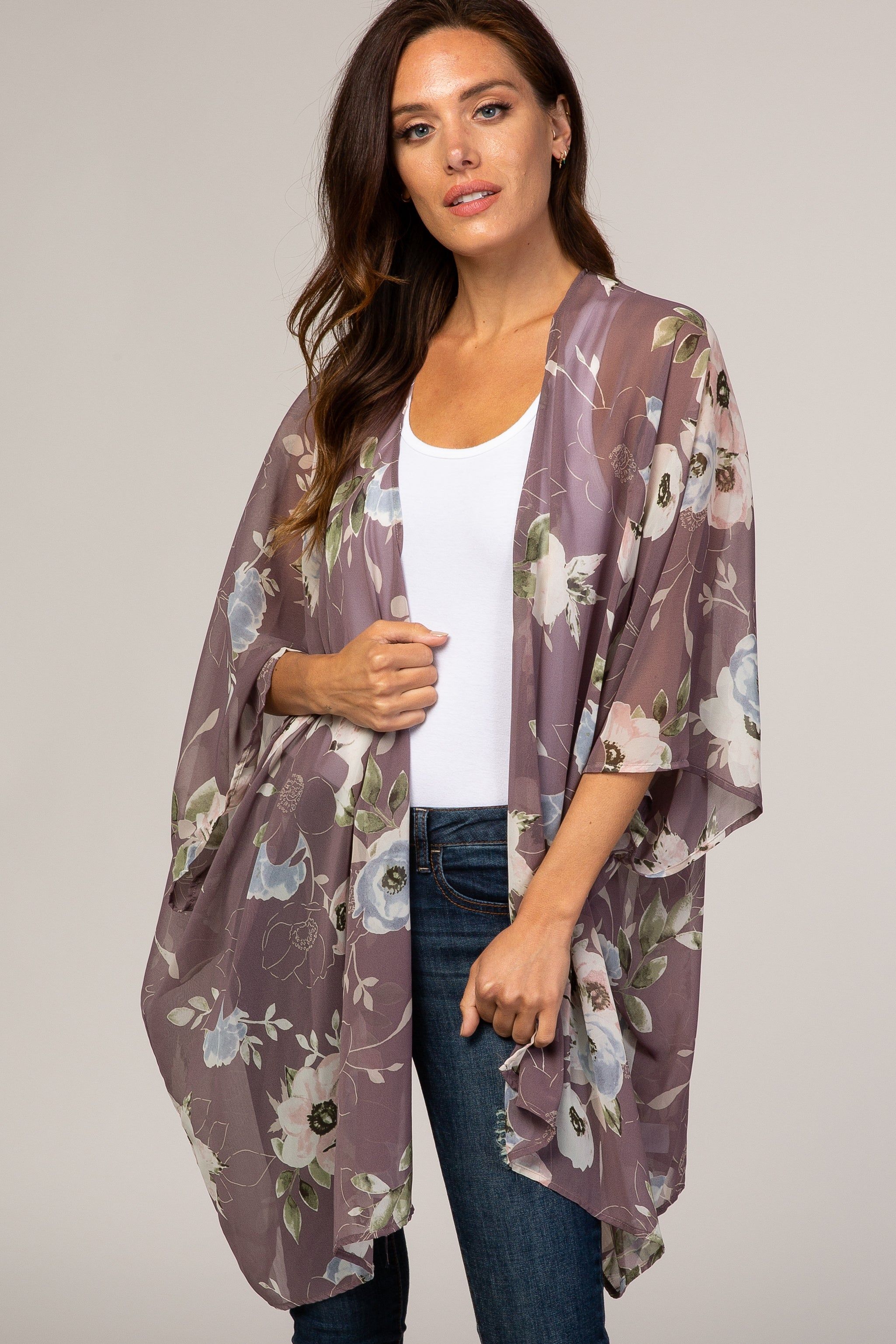 Lavender Floral Sheer Maternity Cover Up sold by Pinkblush product image thumbnail 5