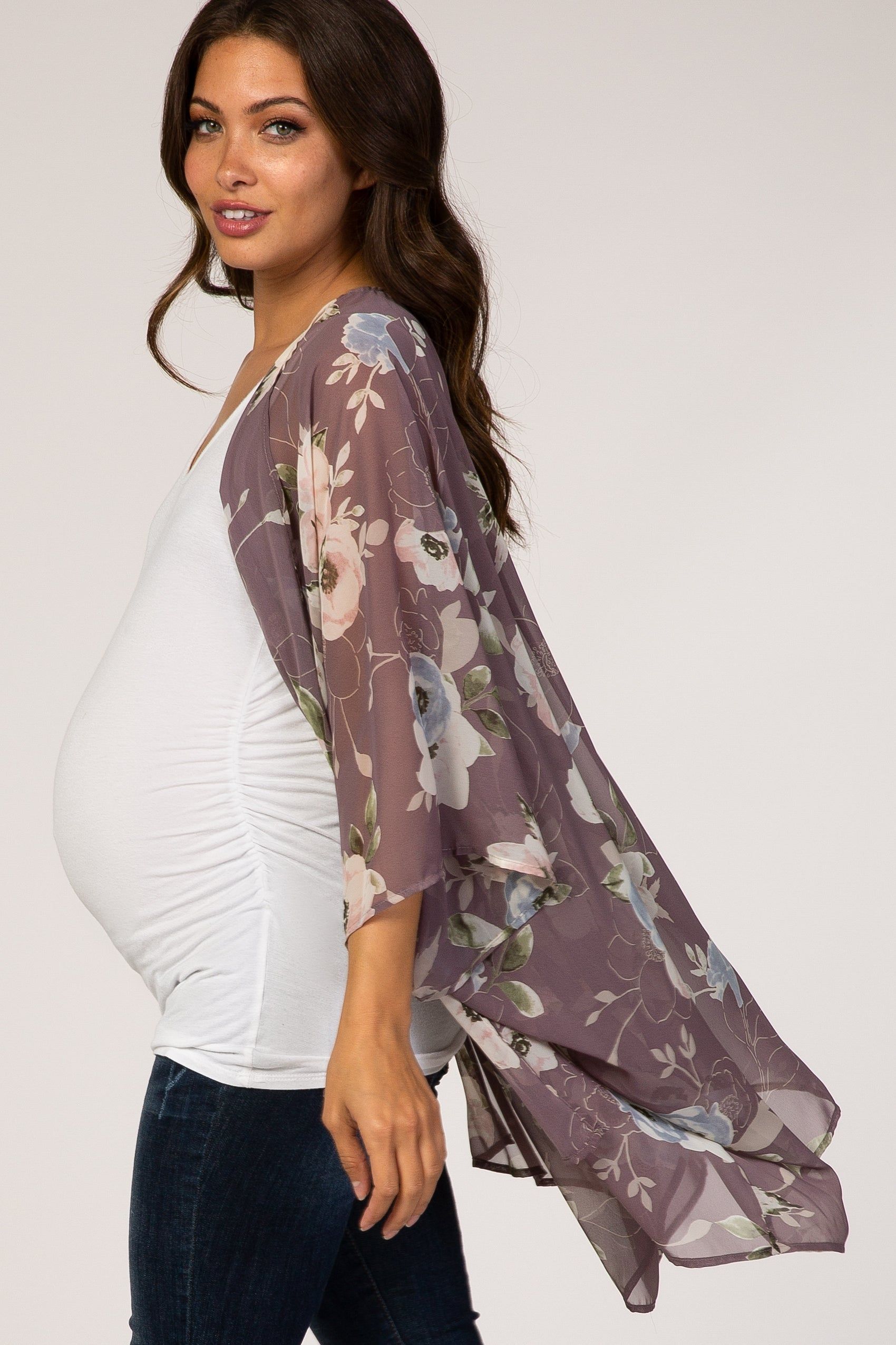 Lavender Floral Sheer Maternity Cover Up sold by Pinkblush product image thumbnail 2