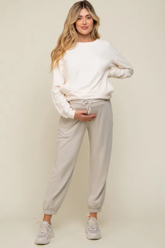 Grey Drawstring Maternity Sweatpants sold by Pinkblush